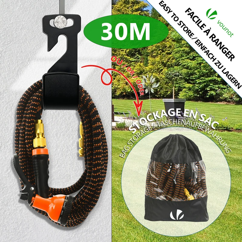Tuyau d’Arrosage Extensible 30m Renforce avec Accessoires orange