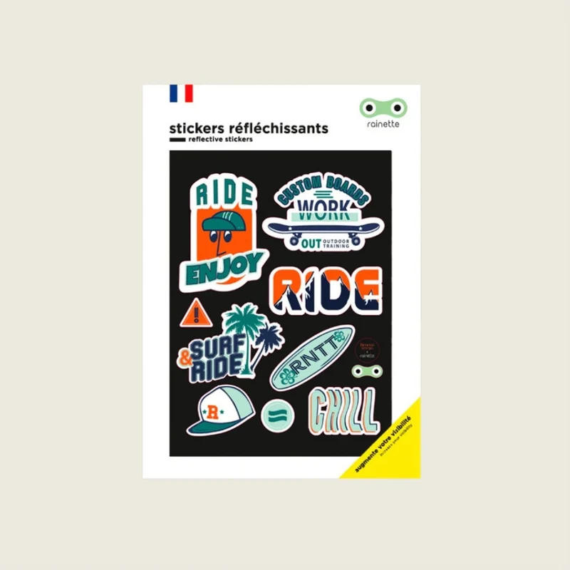 Stickers réfléchissants pour vélo et casque Rainette - animaux, fun, & food
