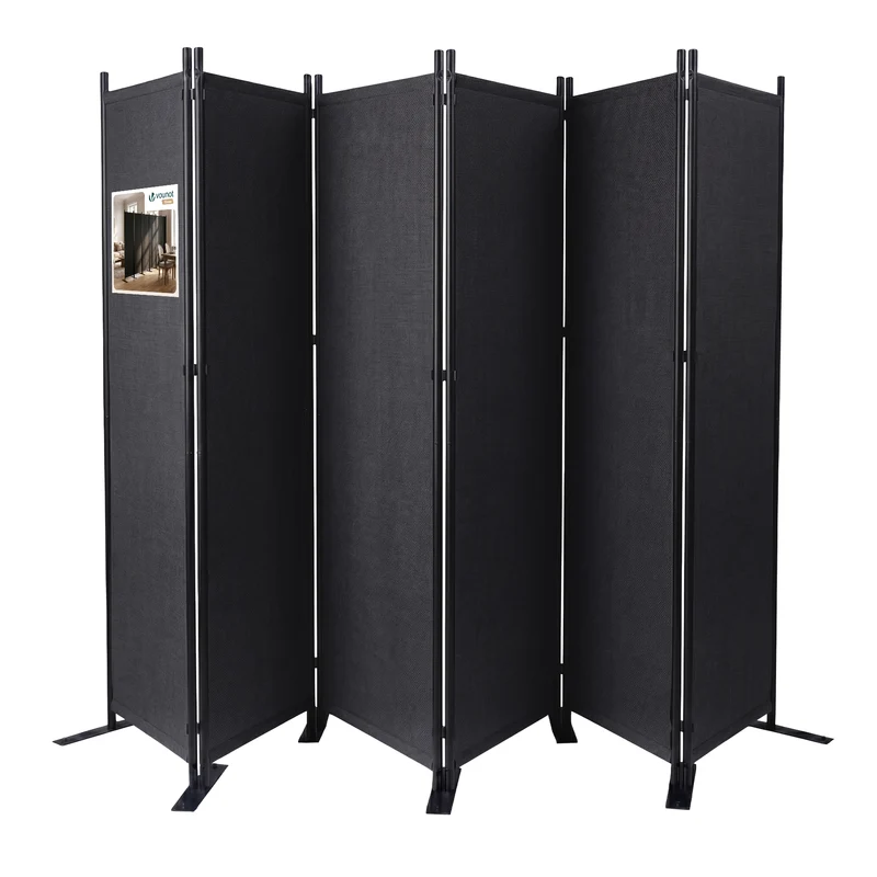 Paravent interieur separateur 6 panneaux autoportant pliable 340 x 30 x 164 cm Anthracite