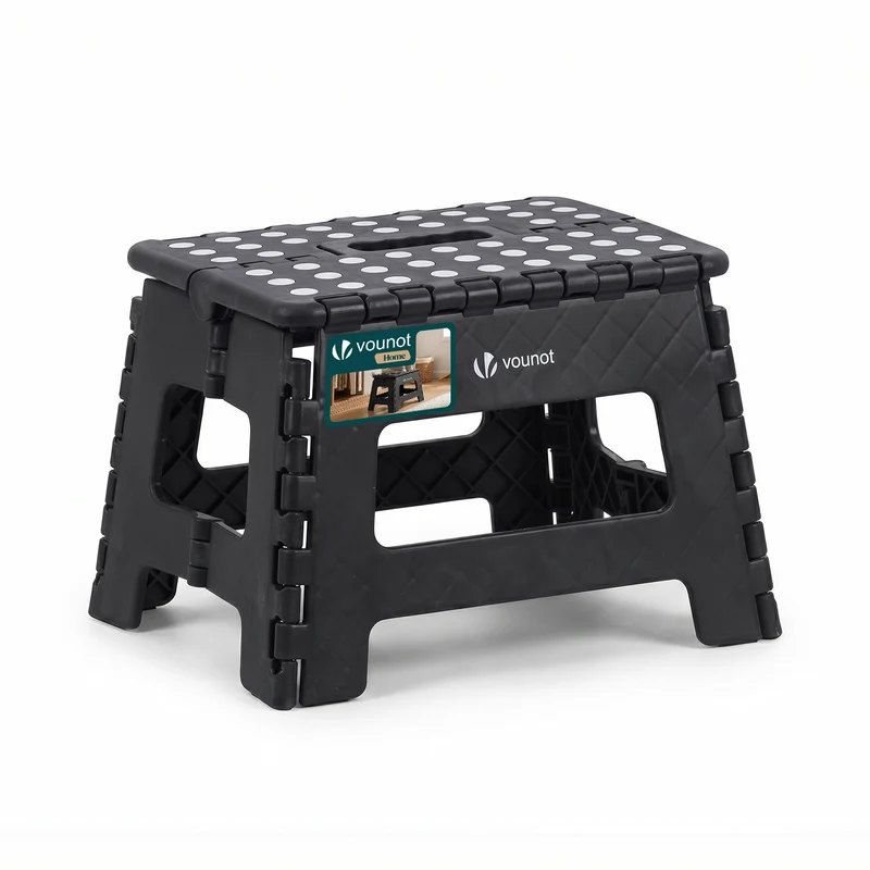 Tabouret pliant antiderapant 32x25x22 cm plastique noir