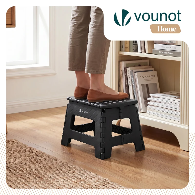 Tabouret pliant antiderapant 32x25x22 cm plastique noir