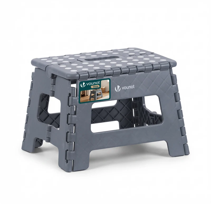 Tabouret pliant antiderapant 32x25x22 cm plastique gris