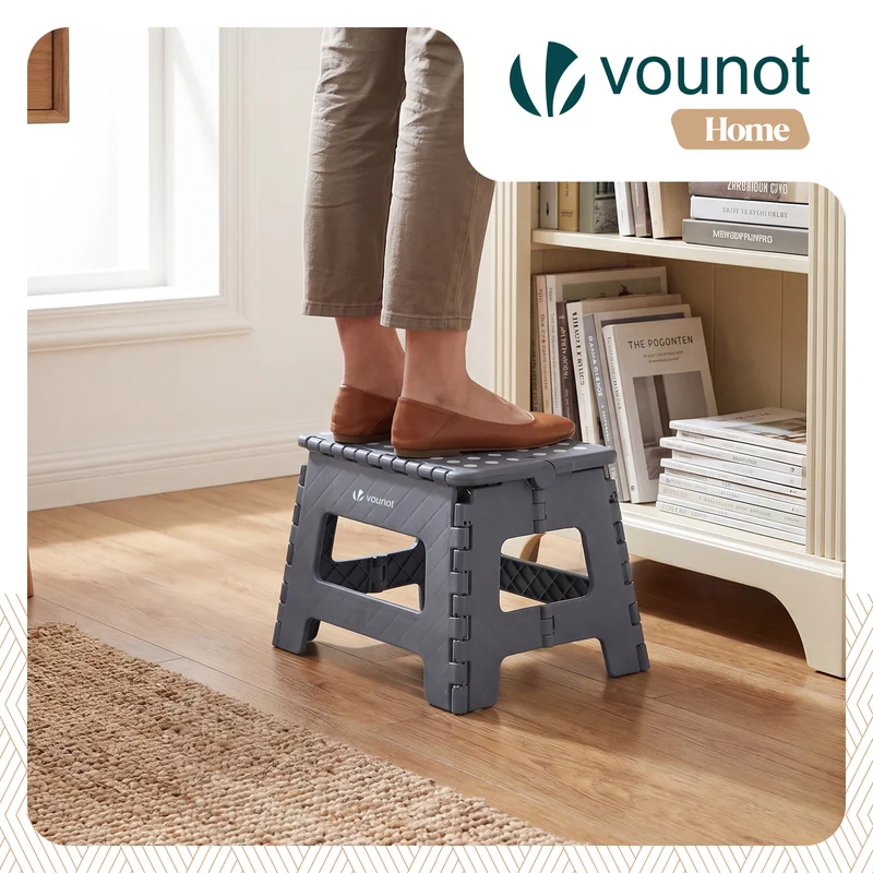 Tabouret pliant antiderapant 32x25x22 cm plastique gris