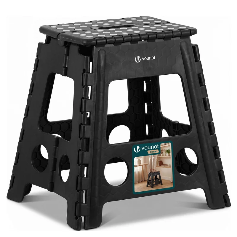 Tabouret pliant antiderapant 39x32x40 cm plastique noir