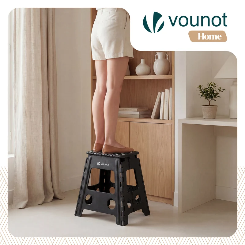 Tabouret pliant antiderapant 39x32x40 cm plastique noir