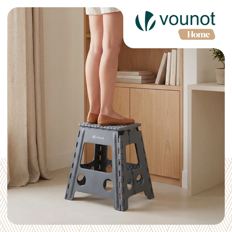 Tabouret pliant antiderapant 39x32x40 cm plastique gris