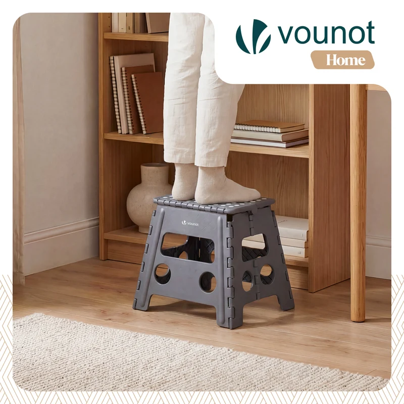 Tabouret pliant antiderapant 37x30x32.5 cm plastique gris