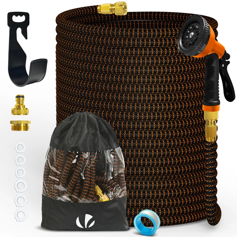 Tuyau d’Arrosage Extensible 45m Renforce avec Accessoires orange