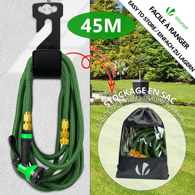 Tuyau d’Arrosage Extensible 45m Renforce avec Accessoires vert