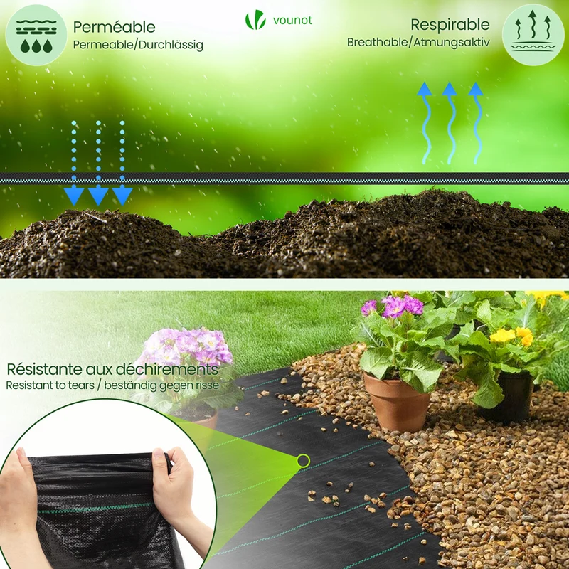 Toile de paillage contre les mauvaises herbes 10Mx1M Anti-UV 100g/m2