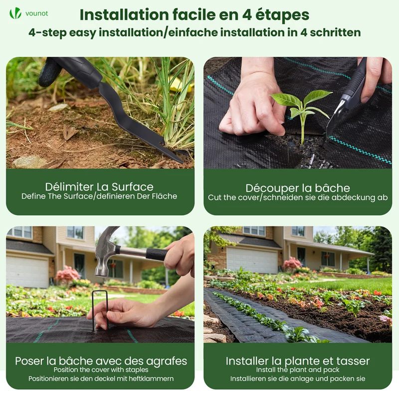 Toile de paillage contre les mauvaises herbes 10Mx1M Anti-UV 100g/m2