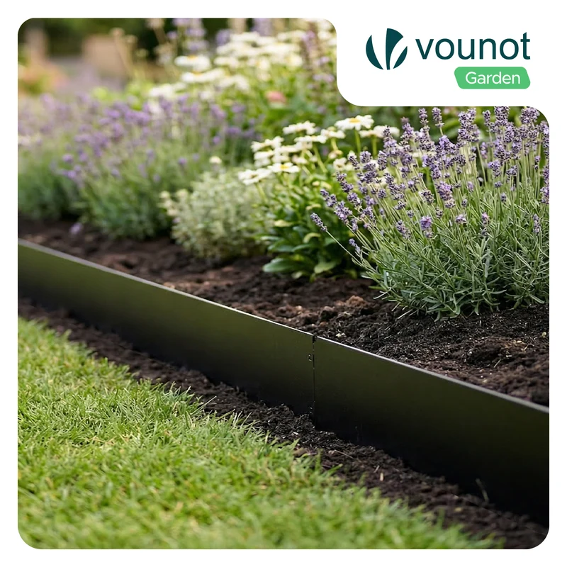 Lot de 35 Bordure de jardin en métal flexible 100x18cm noir