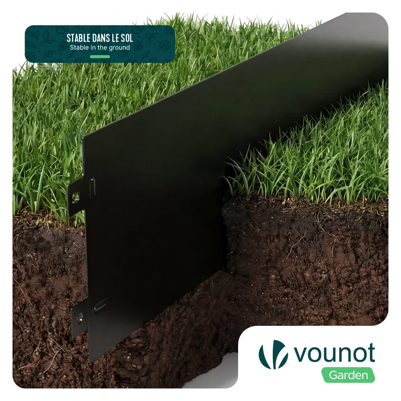 Lot de 35 Bordure de jardin en métal flexible 100x18cm noir
