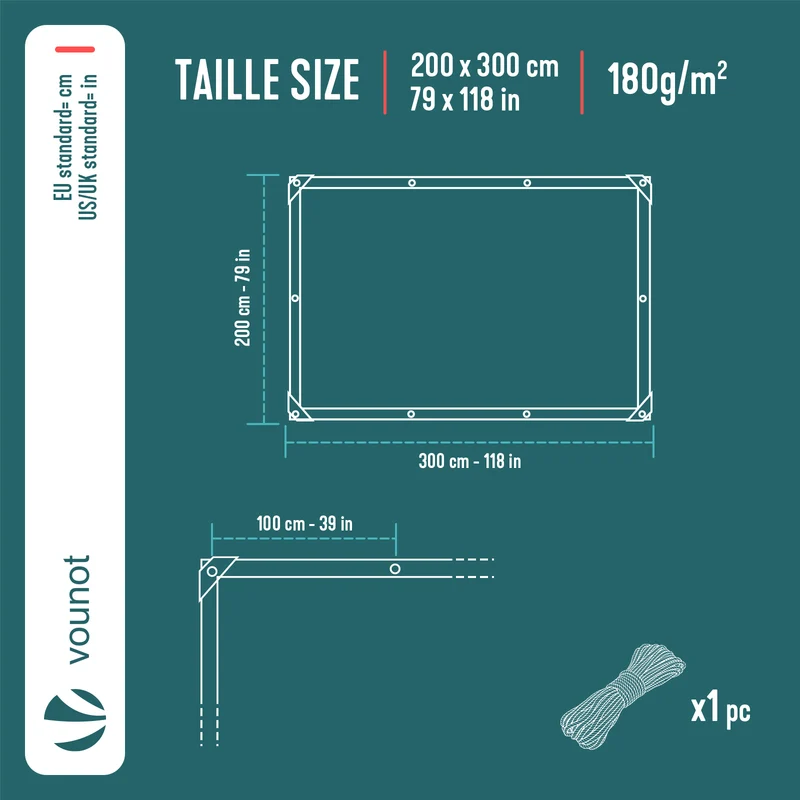 Bâche de Protection en Polyéthylène resistant et impermeable 180g/m² blanche 2x3m