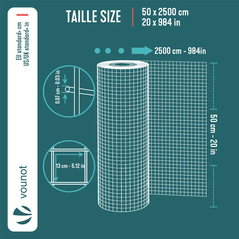 Grillage a maille soude en acier galvanise 13mm fil 0.7mm 1x25m metal