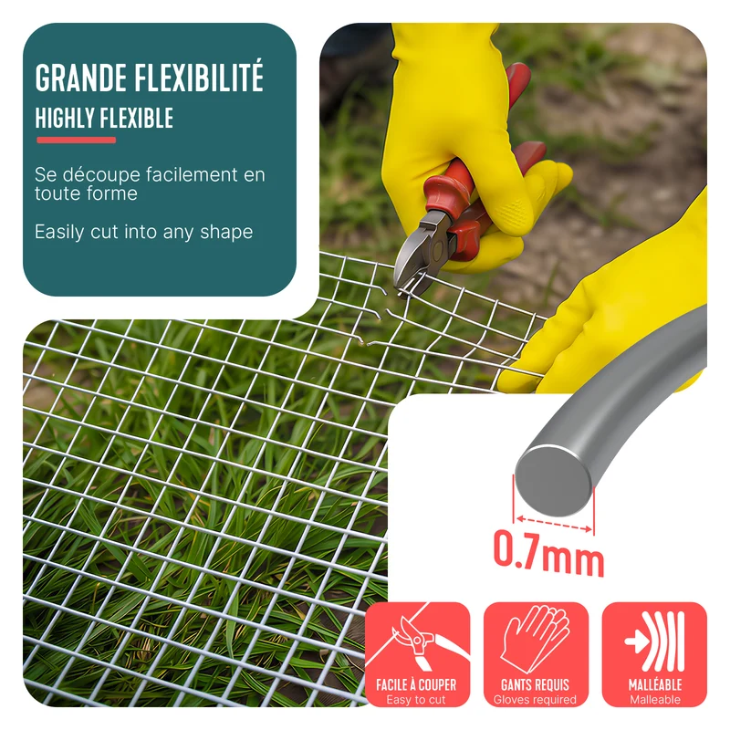 Grillage a maille soude en acier galvanise 13mm fil 0.7mm 1x25m metal