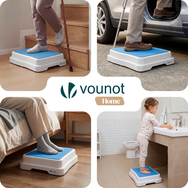 Marche pied antiderapant salle de bain empilable 50x40x10cm PP EVA bleu