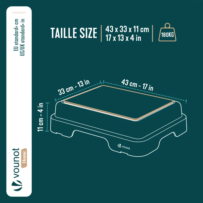 Marche pied antiderapant salle de bain empilable 43x33x11cm PP EVA bleu