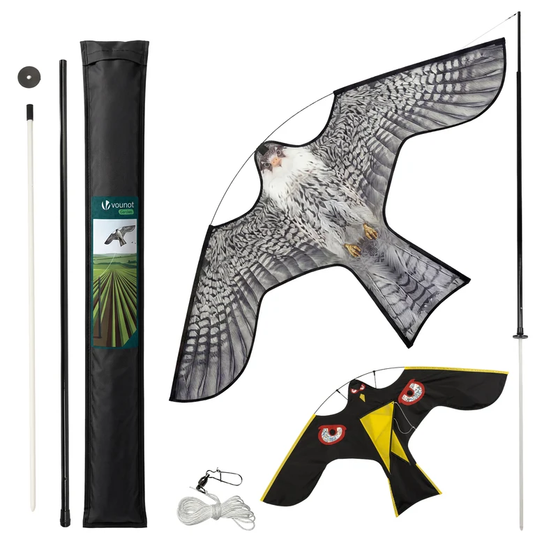 Lot de 2 Cerf volant anti oiseaux effaroucheur avec mat Faucon modele A et G