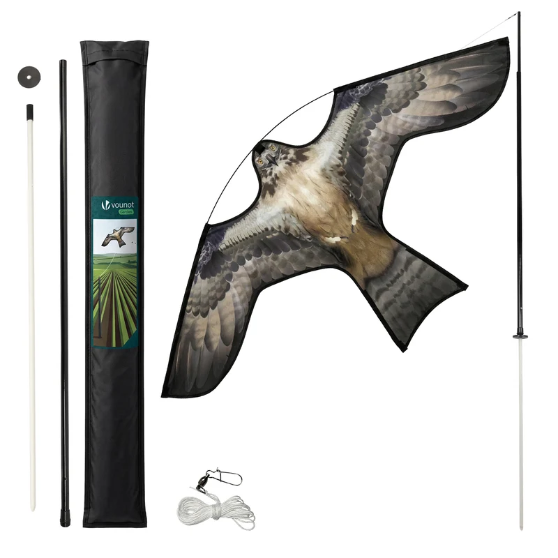 Cerf volant anti oiseaux effaroucheur avec mat Faucon modele E