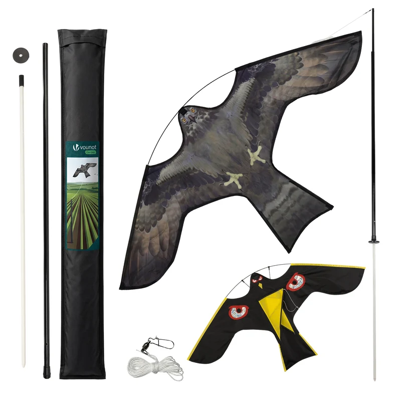 Lot de 2 Cerf volant anti oiseaux effaroucheur avec mat Faucon modele F et G