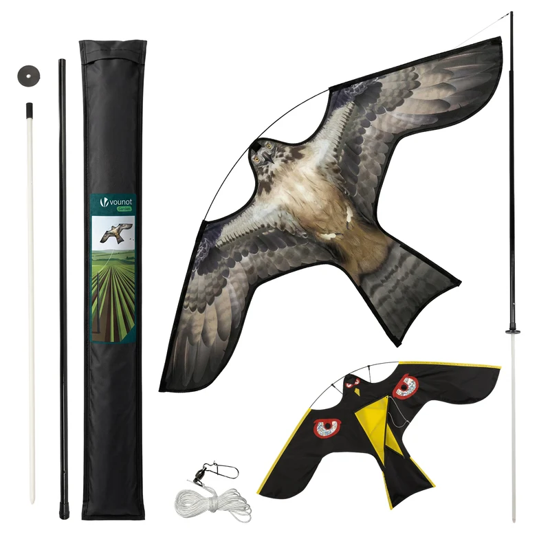 Lot de 2 Cerf volant anti oiseaux effaroucheur avec mat Faucon modele E et G