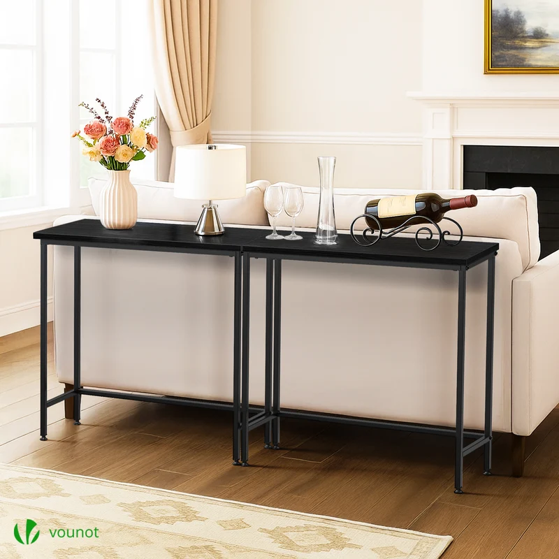 Console table style industriel en metal et MDF 75x24x75 cm Noir