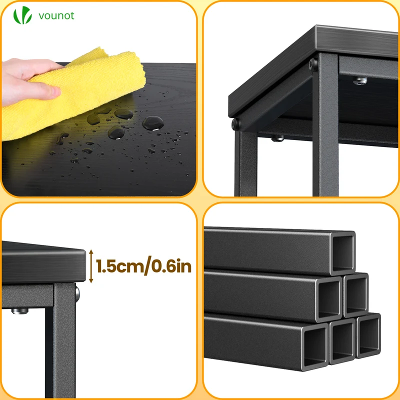 Console table style industriel en metal et MDF 75x24x75 cm Noir