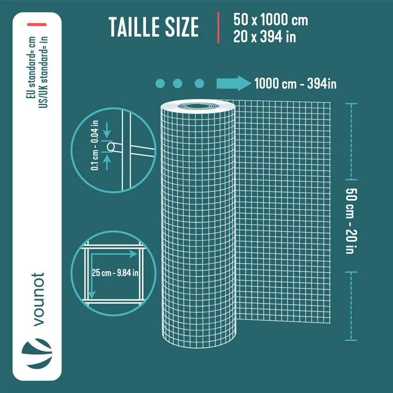 Grillage a maille soude en acier galvanise 25mm fil 1 mm 0.5x10m metal