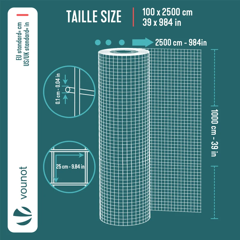 Grillage a maille soude en acier gaine PVC 25mm fil 1mm 1x25m vert