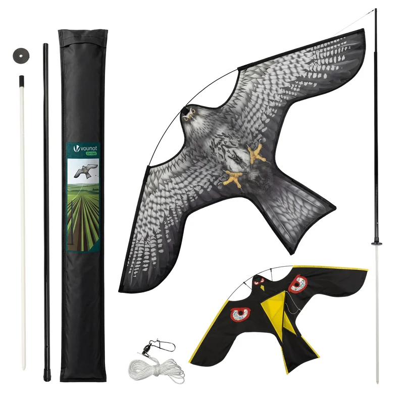 Lot de 2 Cerf volant anti oiseaux effaroucheur avec mat Faucon modele C et G