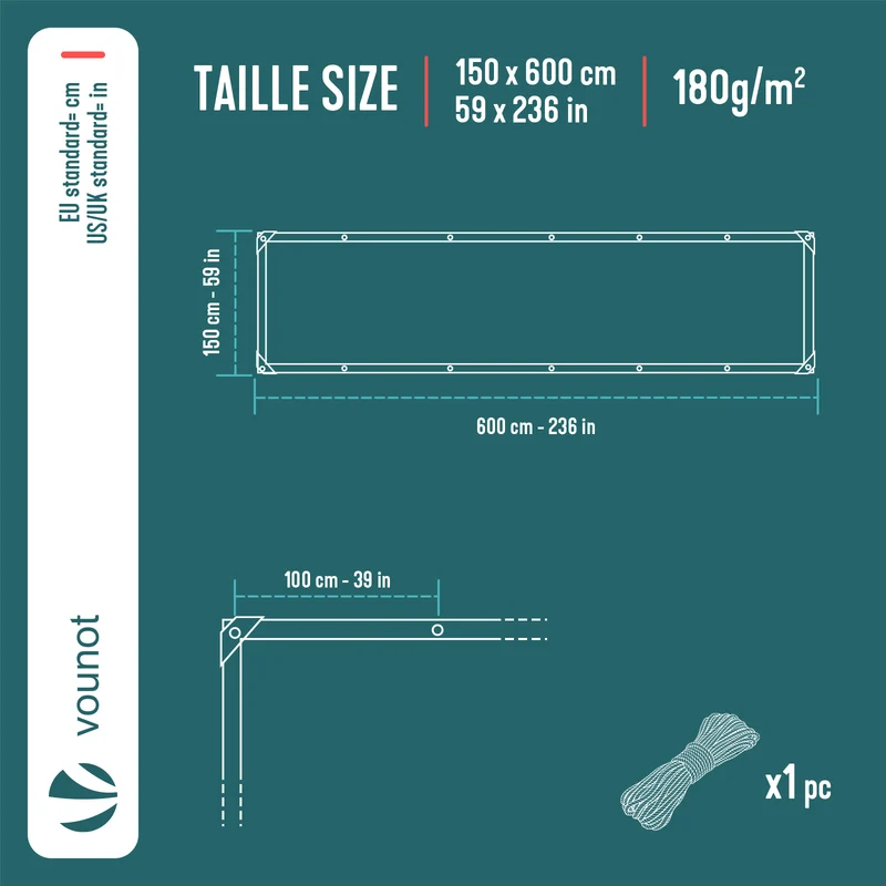 Bâche de Protection en Polyéthylène resistant et impermeable 180g/m² blanche 1.5x6m