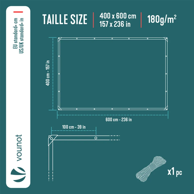 Bâche de Protection en Polyéthylène resistant et impermeable 180g/m² bleu 4x6m