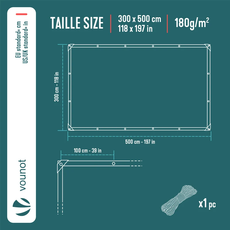 Bâche de Protection en Polyéthylène resistant et impermeable 180g/m² blanche 3x5m