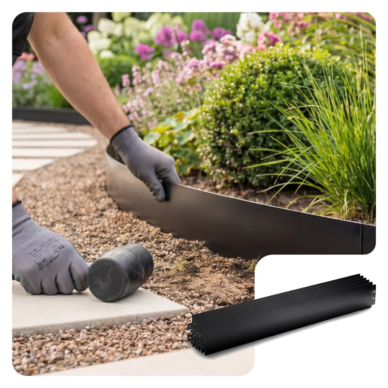Lot de 30 Bordure de jardin en métal flexible 100x13cm noir