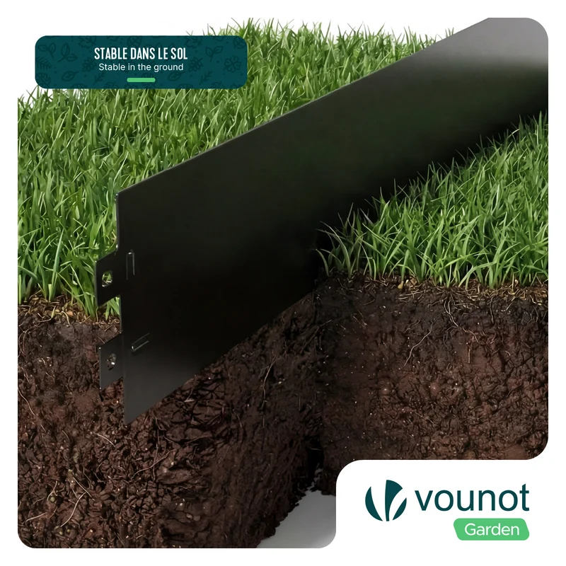 Lot de 30 Bordure de jardin en métal flexible 100x13cm noir