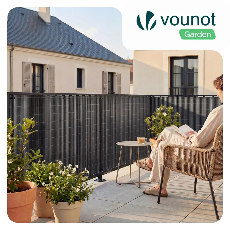 Clôture en canisse PVC 100x300cm Anthracite