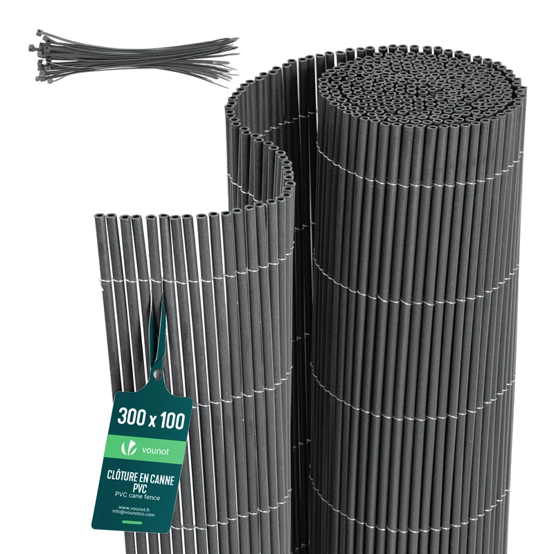 Clôture en canisse PVC 100x300cm Anthracite