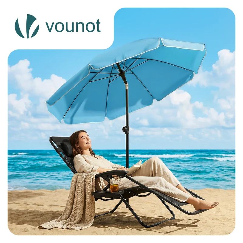 Parasol de jardin 2m avec ancrage sol et sac de transport Turquoise