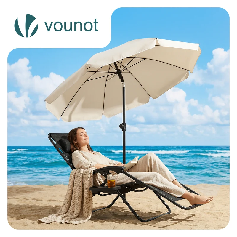 Parasol de jardin 2m avec ancrage sol et sac de transport Beige
