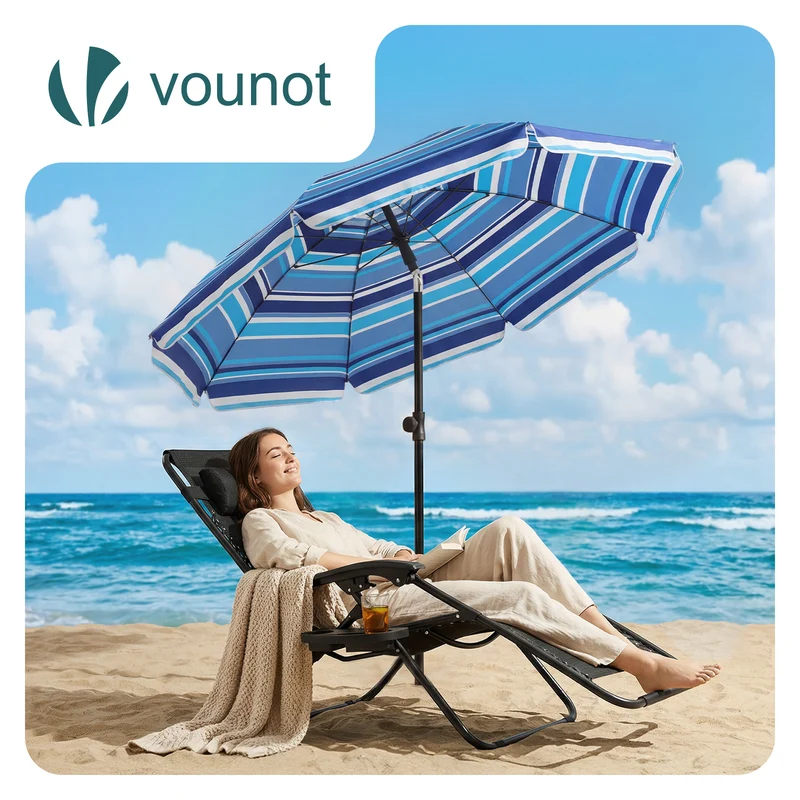 Parasol de jardin 2m avec ancrage sol et sac de transport Bleu mixte