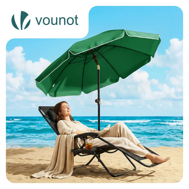 Parasol de jardin 2m avec ancrage sol et sac de transport Vert