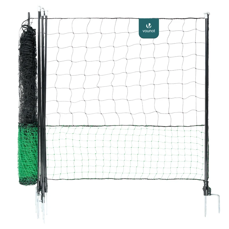 Kit cloture filet a poules PE avec piquets 12m vert