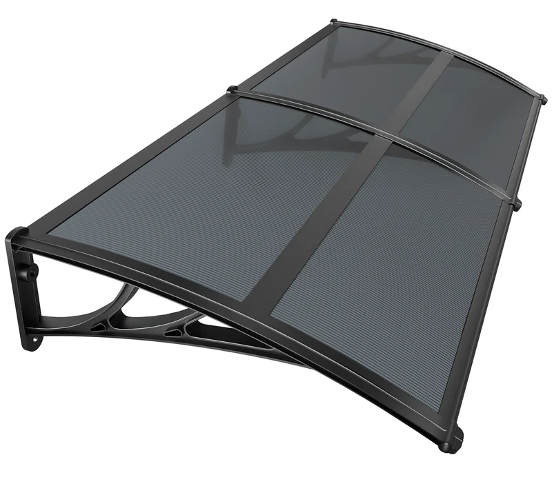 Auvent de porte marquise 200x80 cm en Polycarbonate anti UV Anthracite