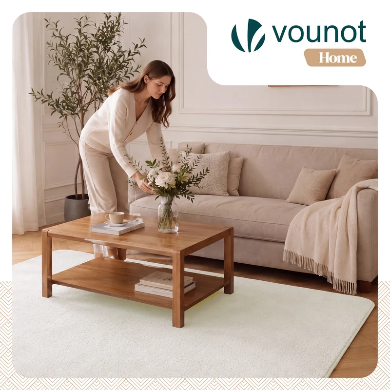 Tapis de salon poils ras doux antiderapant 140x200cm uni crème