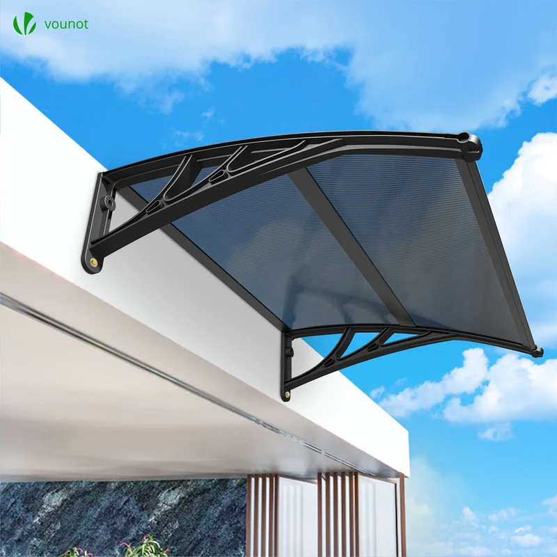 Auvent de porte marquise 100x80 cm en Polycarbonate anti UV Anthracite