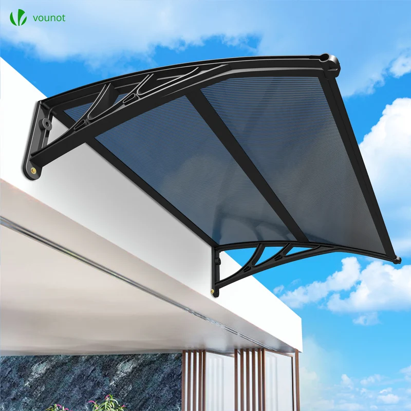 Auvent de porte marquise 120x80 cm en Polycarbonate anti UV Anthracite