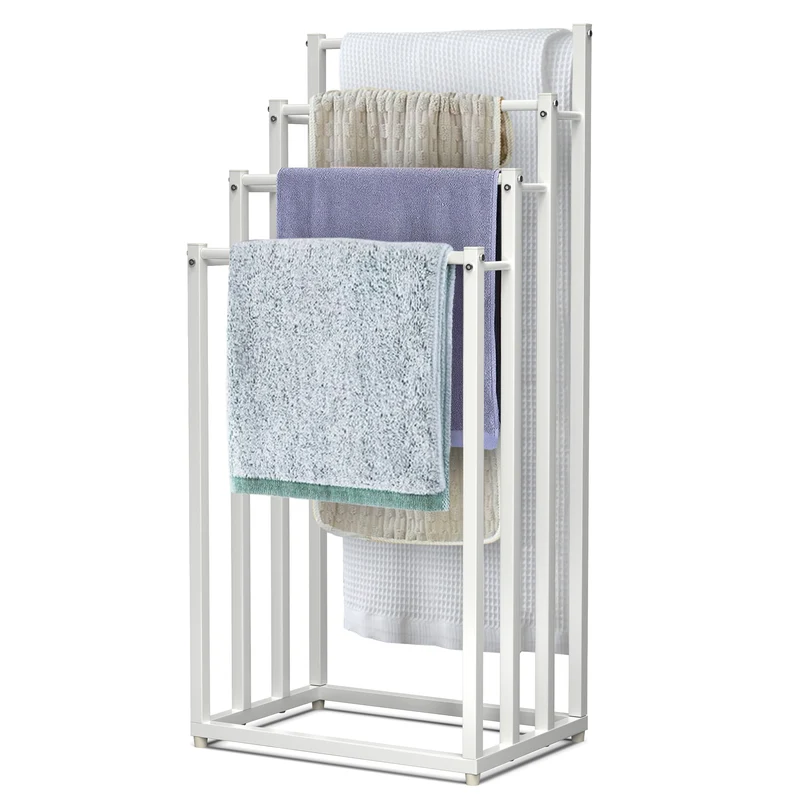 Porte serviettes sur pied autoportant 4 niveaux blanc