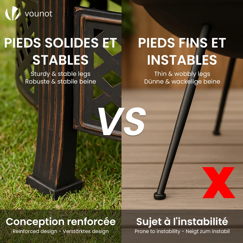 Brasero exterieur en metal avec grille pare-etincelles tisonnier diametre 81cm noir