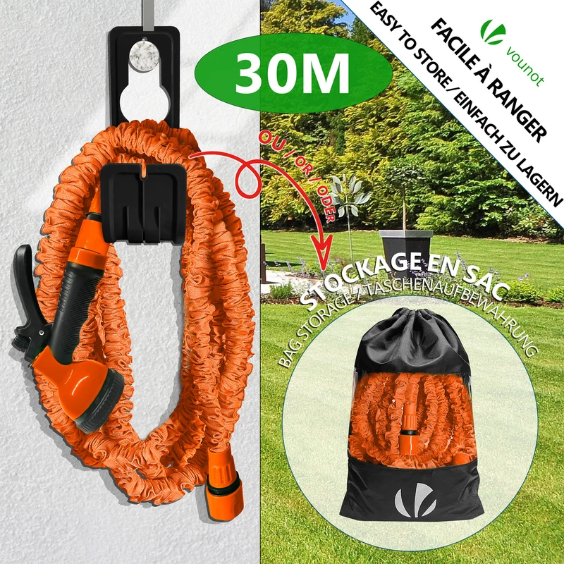 Tuyau d’Arrosage Extensible 30m avec Accessoires orange
